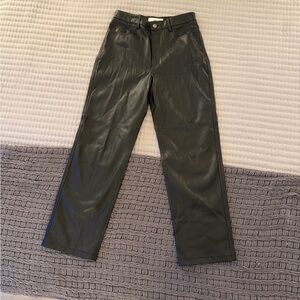 Women’s Black Faux Leather Straight-Leg Pants